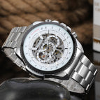 Winner men watch Large Dial Men's Fashion Automatic Mechanical causal men Watch Steel Belt 428
