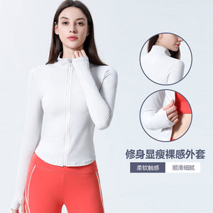 2021 autumn new tight-fitting sports jacket quick-drying slimming fitness Top running suit yoga jacket sports outer 8246