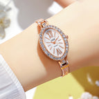 GEDI new full diamond personality niche oval watch ladies light luxury fashion bracelet quartz watch feminine temperament 2754