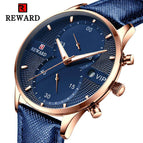 Reward men's watch business five needles leather fashion new ins waterproof quartz watch