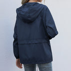 Exdeal Women's zipper Hoodie lightweight outdoor walking raincoat jacket waterproof for women