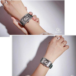 GUOU 8201Watch Women's Brand Lady Crystal Bling Woman Women Wrist Watch Fashion Leather Rectangle Watches Clock Female Wristwatches