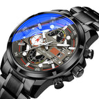 OLENSE 9002 Luxury Gold Red Men Steel Band Waterproof Sports Chronograph Fashion Business Male Clock Quartz Wristwatch with box