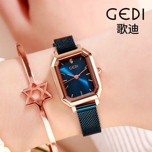 GEDI Women watch fashion simple easy match square popular quartz lady watch students bracelet 13004 mesh steel women's watch