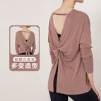 Yoga Clothing Top Women's Long-Sleeved Back Blouse Loose Quick-Drying Sports Jacket Pilates Workout Clothes T190607