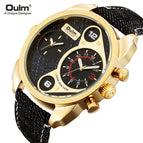 Oulm casual cowboy men's watch double time zone large dial men's quartz watch quartz watch HP9316