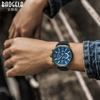 BAOGELA Luminous Quartz Watch Men's Belt Multifunctional Calendar Waterproof Watch Men 1709