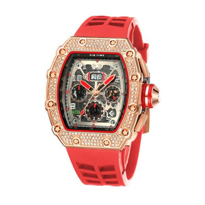 PINTIME 8110 Watch Big Dial Men Luxury Diamond  Watches Wrist Chronograph Male Sport Wristwatch Quartz Clock
