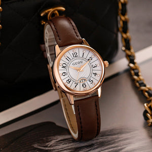 Guou 6044 Watch Women's Fashion Trend Large Dial Belt Quartz Watch Retro Versatile Waterproof Women's Watch