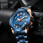 Megir Men's Watch fashion Large Dial Chronograph Calendar Luminous Waterproof Steel Belt Men's Watch 2065