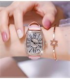 GUOU 8200 Women's Watch Light Luxury Wine Bucket Digital Watches Net-red Temperament Rhinestone Women's Real Belt Large Dial Square Watch for women