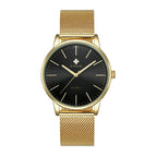 WWOOR 8832 Men Simple Slim Quartz Watch Gold Steel Mesh Ultra Thin Men Watches Luxury Brand 50M Waterproof Male Wrist Watch Golden Clock