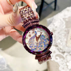 Dimini new peacock watch women's niche casual steel belt rhinestone fashion net red ladies watch 88288
