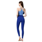 New yoga suit Sapphire Blue Pants Corrugated Printed Top with Chest Pad Women's Fitness Running Exercise Yoga sports Clothing Two-Piece Set