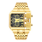 Oulm watch for men gold large dial men's watch steel calendar square quartz men's watch casual style HP3364B