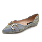 Flat shoes 2022 new horsebit buckle pleated satin pointed shallow beanie shoes plus size ladybugs pregnant women 222-21