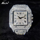 Missfox gold Roman high-end hip-hop star-studded diamond square men's watch fashion quartz watch V324