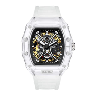 KIMSDUN fashion barrel-shaped silicone transparent hollow automatic mechanical watch men's K-2017A
