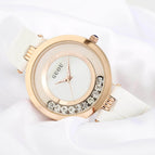 GUOU 8039 Ladies Watch Women's Watches Rhinestone Watch Bracelet Leather Clock watches for women