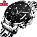 OLMECA Men Watch Chronograph Sport Mens Watches Top Brand Luxury Waterproof Full Steel Quartz Gold Clock Men Relogio Masculino