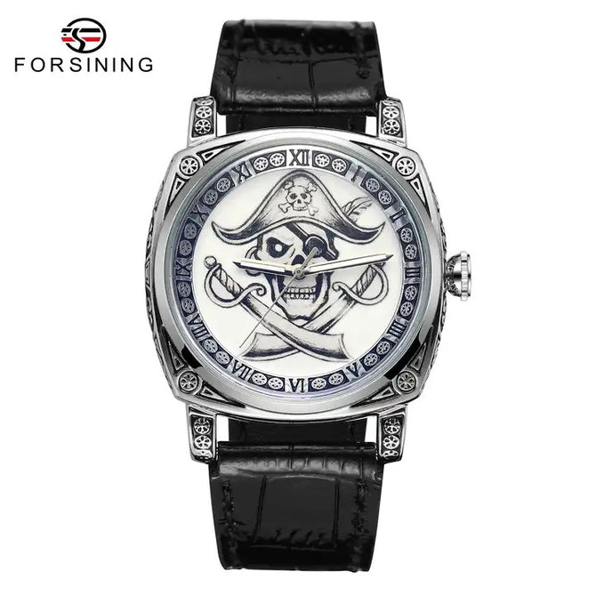 New Forsining Men's Fashion Casual Dragon Tiger Leopard Pirate Pattern Automatic Mechanical men business Watch SLZe255