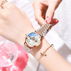 Chenxi new fashion luminous waterproof watch women's solid steel belt hollow automatic mechanical watch