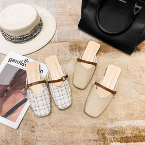 Slippers women's summer 2022 new half drag women's shoes fashion lazy flat shoes women 112-8