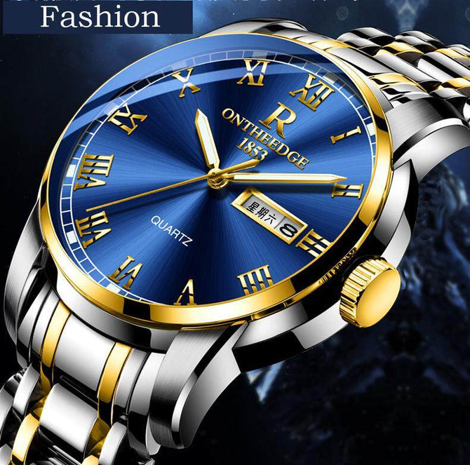 Ontheedge Stainless Steel Men Waterproof Watch Women Watch Quartz Wrist Watches Roma Scale lumnious watch gifts for man