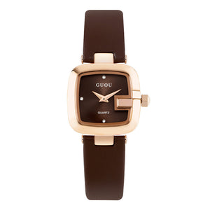 GUOU  8190 Small Face Dial Square Watches for Women 30M Waterproof Female Quartz Watch Simple Ladies Wristwatches