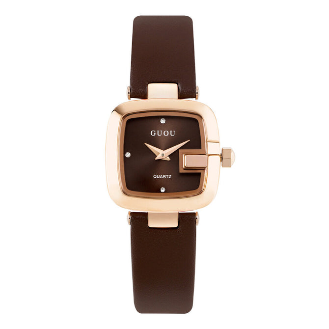 GUOU  8190 Small Face Dial Square Watches for Women 30M Waterproof Female Quartz Watch Simple Ladies Wristwatches
