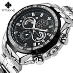 WWOOR 8013 Luxury Brand Men's Watches Stainless Steel Strap Sports 50M Waterproof Watch Male Quartz Watch Leisure Watch