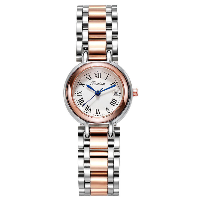 Women's Watch Steel Band Fashion Simple Shell Watch Women's Quartz Band Calendar Display Gifts for Lady