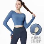2023 Autumn Yoga Clothes Long Sleeve Sexy Beauty Strap Chest Pad Bottoming Shirt Women's Sports Bra running fitness Top CX20-258