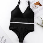 Underwear women's thin no steel ring sexy gathered bra triangle cup beauty vest comfortable panties bra set 1608