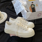 Canvas shoes women's thick-soled increase korean big-toed shoes 2021 new retro student white shoes 508