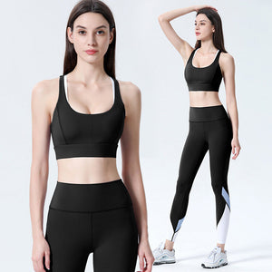 Women yoga suits sports bra high waist and hip lifting yoga pants two-piece fitness set running fitness clothing 9100-6146.