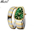 Missfox watch women's fashion personalized snakehead Bracelet Stainless Steel Diamond snake watch women