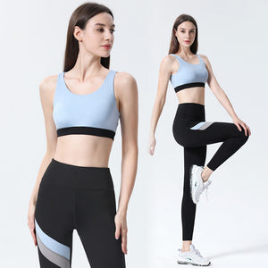 Ins fitness suit beautiful back sports bra high waist pants two-piece yoga suit quick drying running sportswear 9097-6144