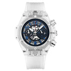 KIMSDUN Men's Fashion Trend Luxury Sports Quartz Chronograph Watch Transparent Watch Military Classic Silicone watches 719D student watch