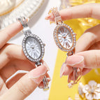 GEDI new full diamond personality niche oval watch ladies light luxury fashion bracelet quartz watch feminine temperament 2754