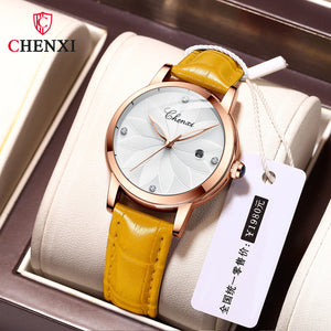 CHENXI women's watch fashion ladies diamond simple watch new waterproof watches women CX-303L leather