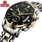 OLMECA Men Watch Chronograph Sport Mens Watches Top Brand Luxury Waterproof Full Steel Quartz Gold Clock Men Relogio Masculino