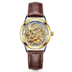LAOGESHI dragon and phoenix couple watch mechanical hollow luminous leather watch automatic mechanical watch 3688