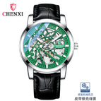 CHENXI2021 New Hollow Automatic Mechanical Watch Men's Waterproof Leather Strap Luminous business men casual Watch CX-8812