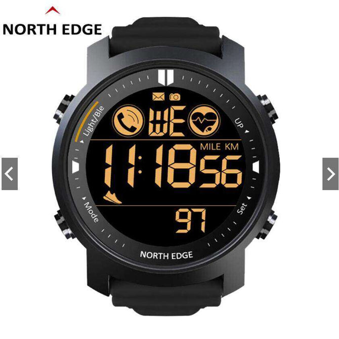 2022 NORTH EDGE Laker Original Digital Outdoor Sport Pedometer watches Smartwatc Bluetooth For Android IOS Men Smart Watch Waterproof 50M-black