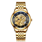 LAOGESHI dragon and phoenix steel strap couple watch mechanical hollow luminous waterproof watch automatic mechanical watch