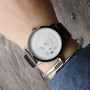 Korean Concept Fashion Watch man and women watch Woven Mesh Neutral Watch Turntable Trend Steel Belt Watch