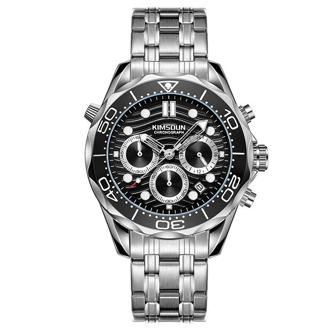 Kimsdun Watch Seahorse Watch Men's Waterproof Luminous Men's Watch Multifunction Quartz Casual Watch K-1807B steel