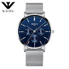 NIBOSI 2321 Mens Quartz Watches Slim Mesh Waterproof Minimalist Wrist Watch For Men Quartz Sport Watch Ultra Thin Clock