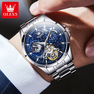 Olevs Men's Watch Starry Hollow Automatic Mechanical Watch Men's Watch Men's Watch
